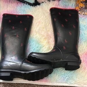 Polo by Ralph Lauren Black and Red Rain Boots